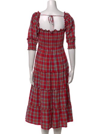 Hill House Home Plaid Print Midi Length Dress