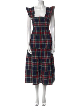 Hill House Home Plaid Print Midi Length Dress