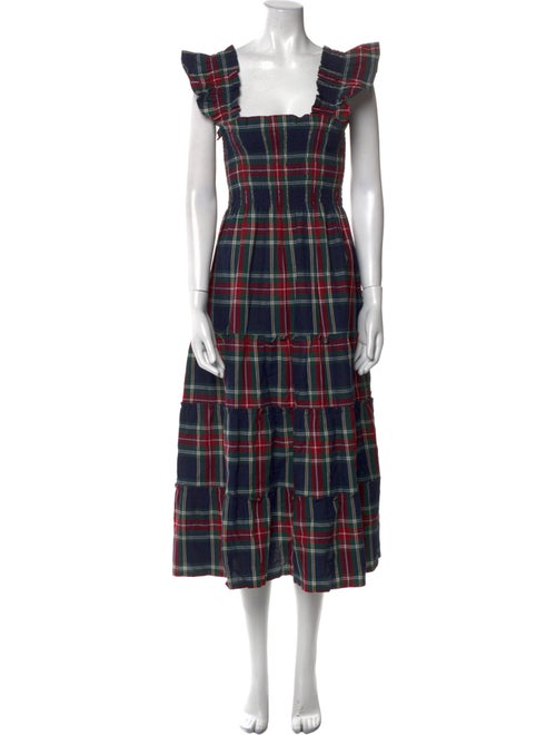Hill House Home Plaid Print Midi Length Dress