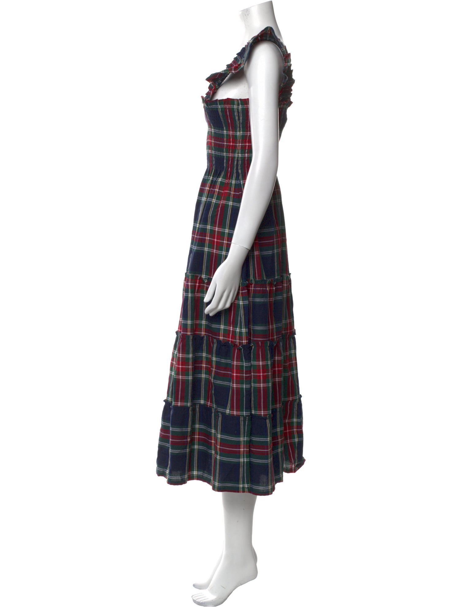 Hill House Home Plaid Print Midi Length Dress