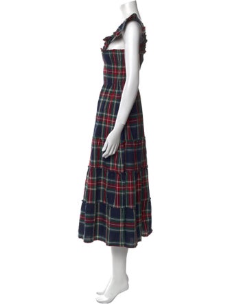 Hill House Home Plaid Print Midi Length Dress