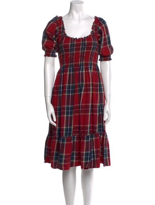 Hill House Home Plaid Print Midi Length Dress