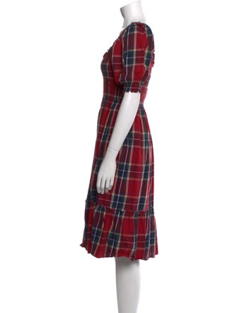Hill House Home Plaid Print Midi Length Dress