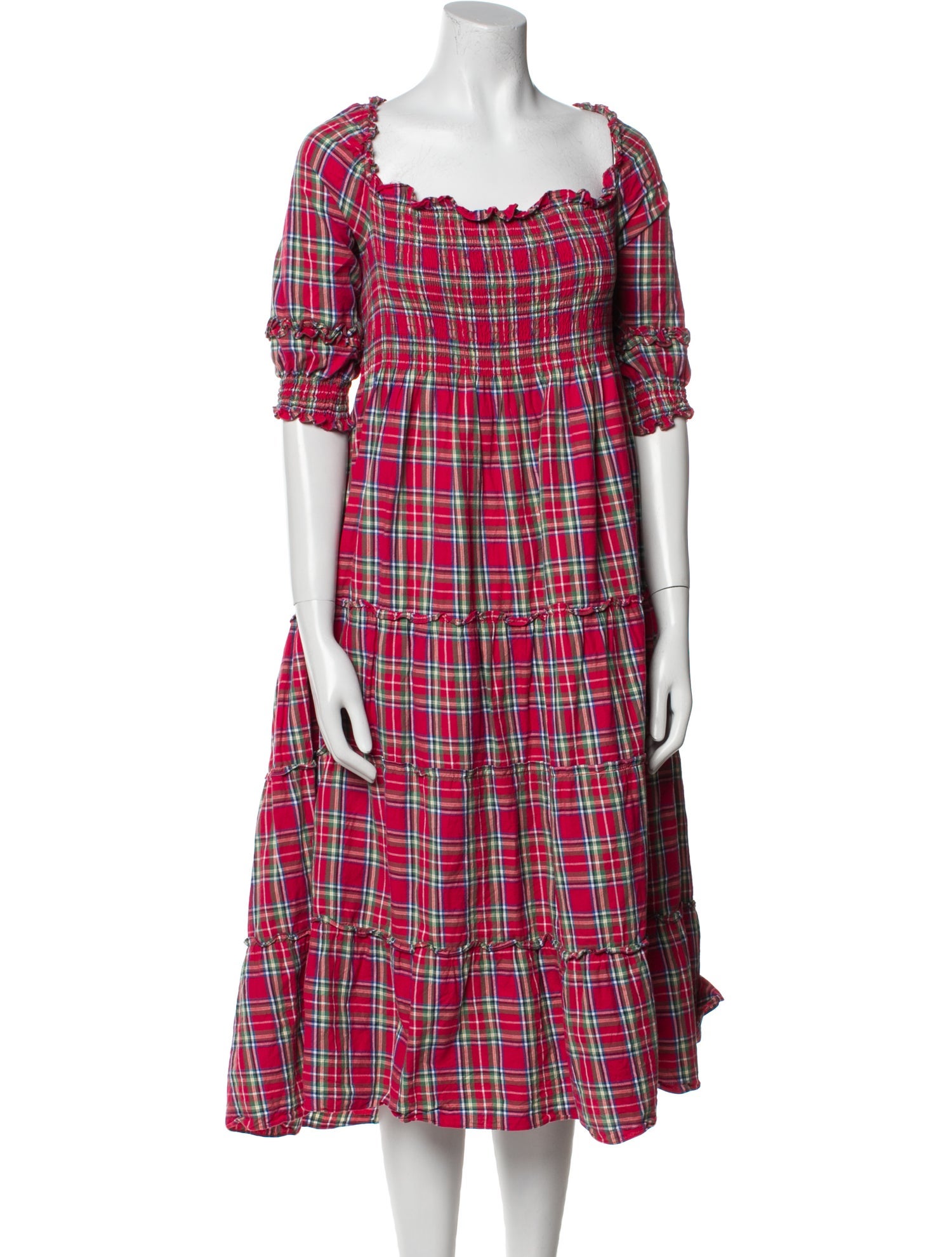 Hill House Home Plaid Print Midi Length Dress