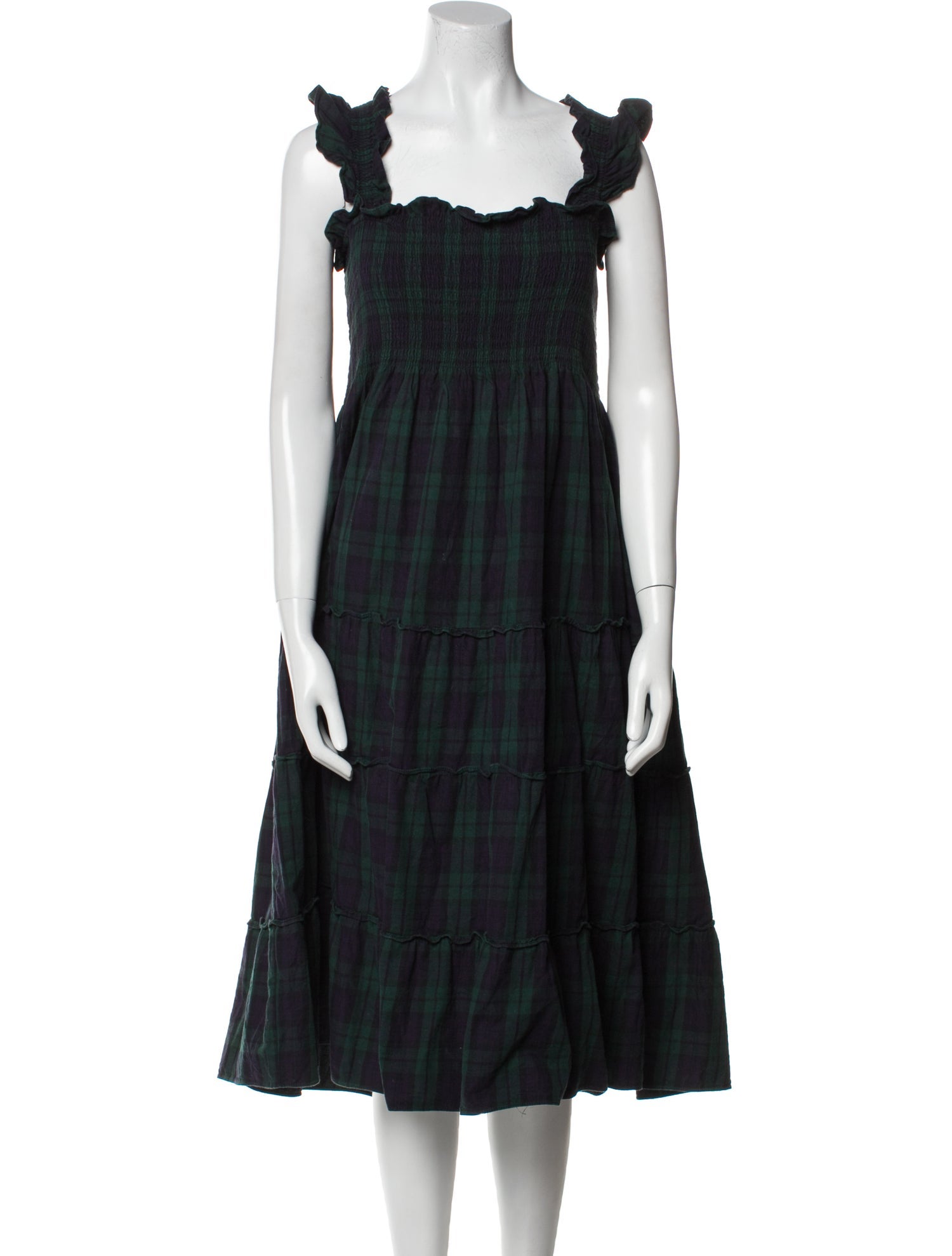 Hill House Home Plaid Print Midi Length Dress