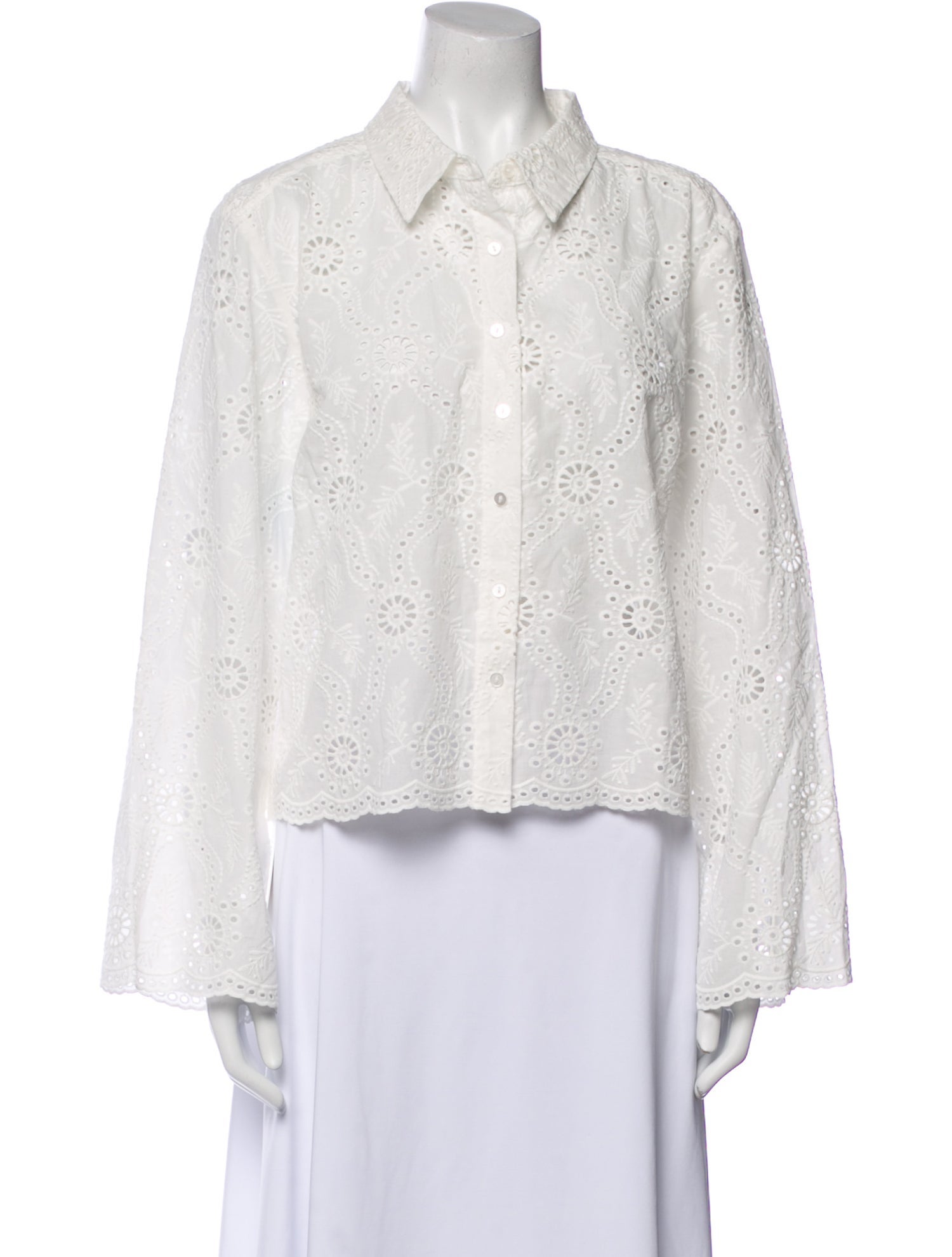 Hill House Home Lace Pattern Long Sleeve Button-Up Top w/ Tags