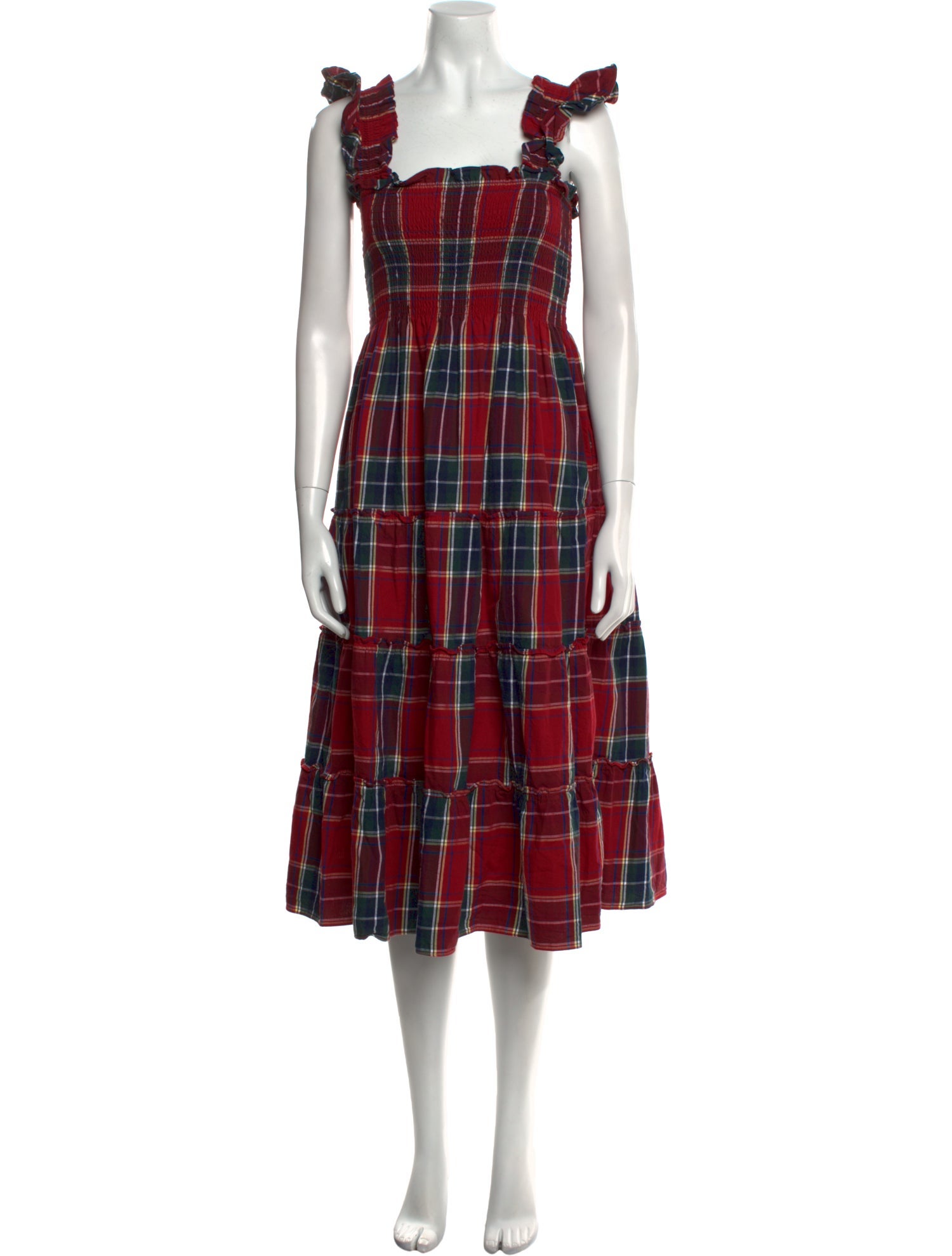 Hill House Home Plaid Print Midi Length Dress