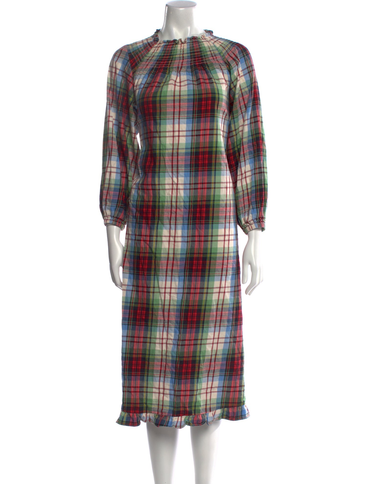 Hill House Home Plaid Print Midi Length Dress