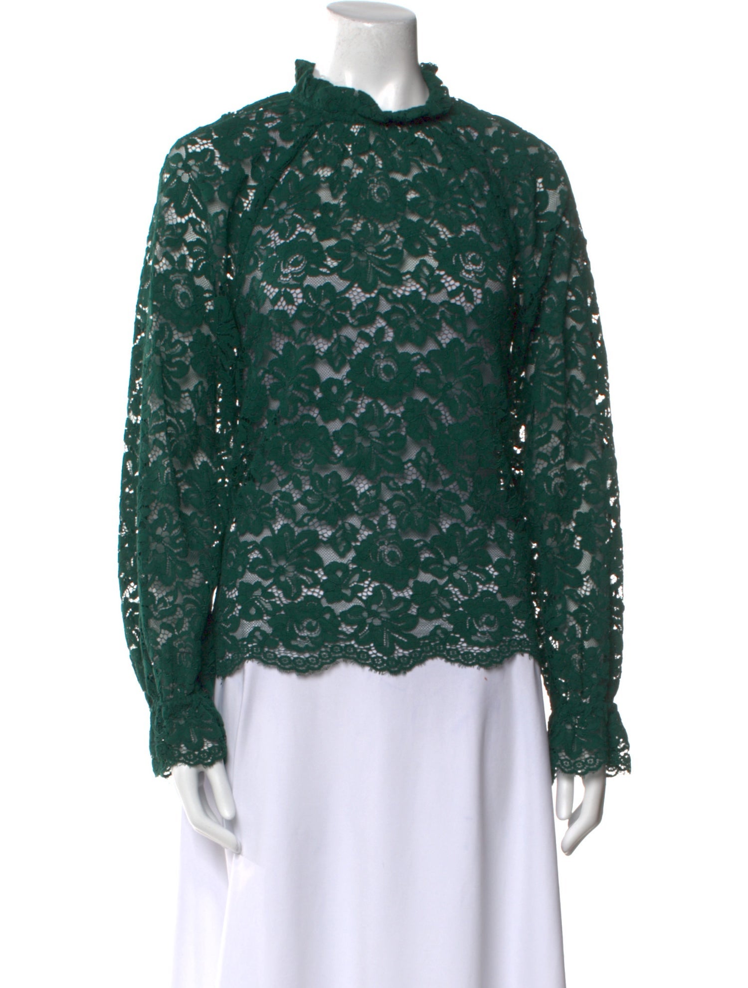 Hill House Home Lace Pattern Mock Neck Blouse