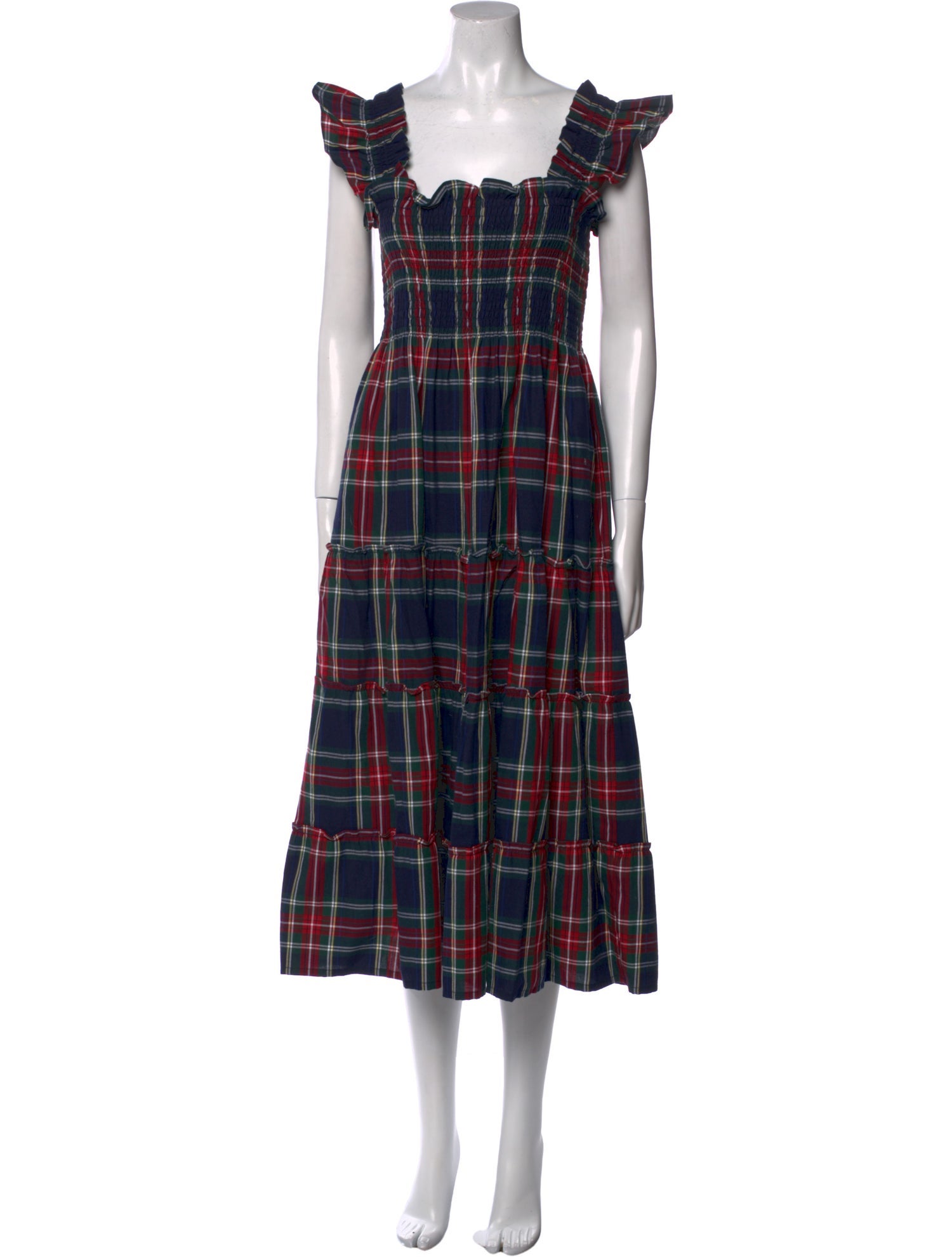 Hill House Home Plaid Print Midi Length Dress