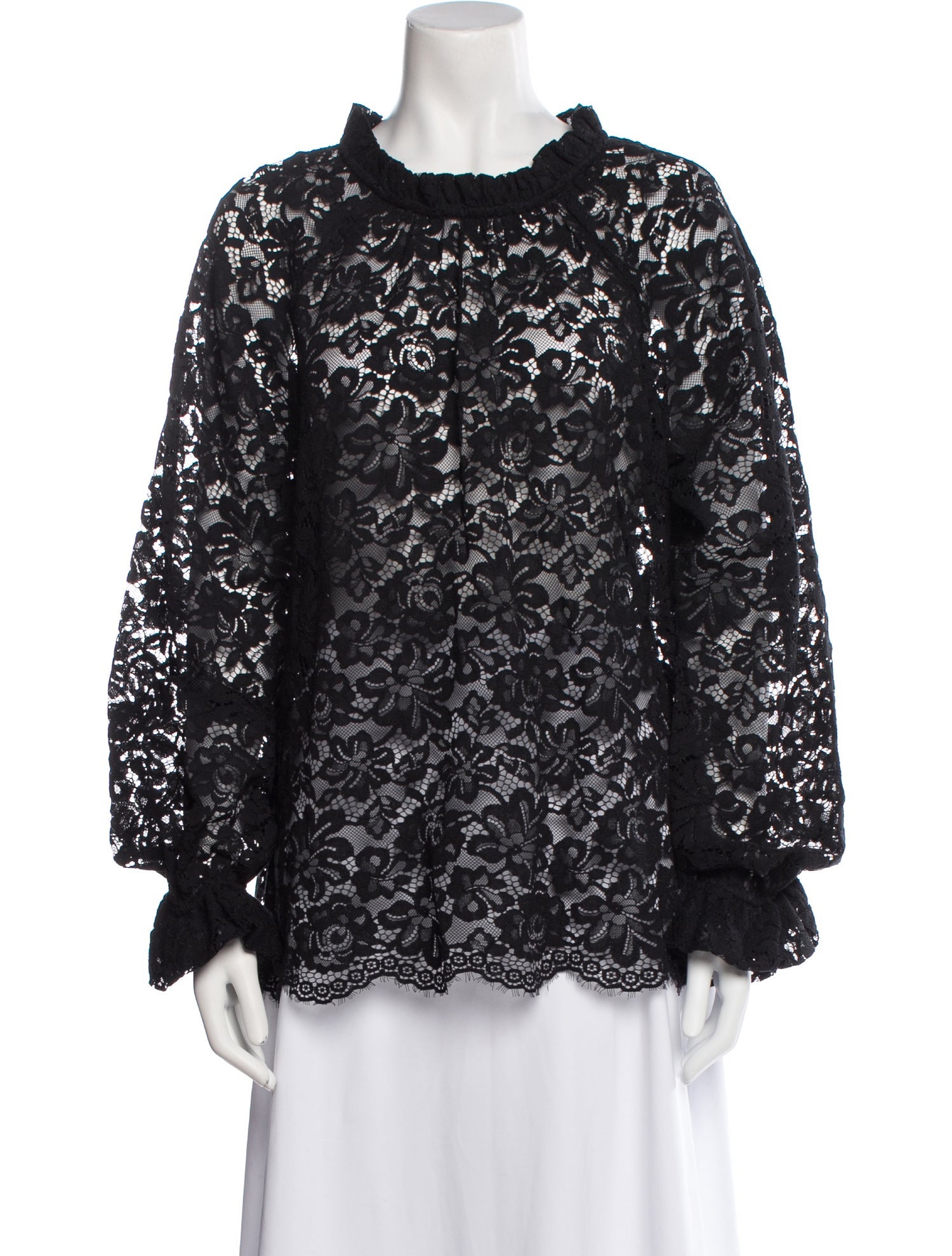 Hill House Home Lace Pattern Mock Neck Blouse