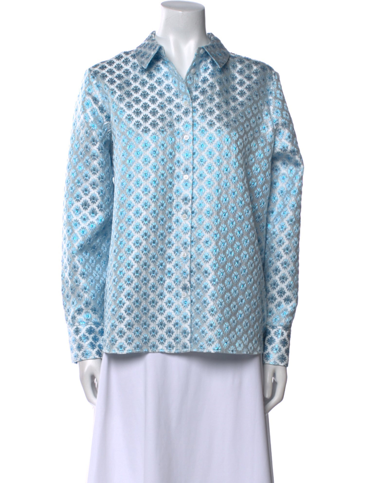 Hill House Home Printed Long Sleeve Button-Up Top