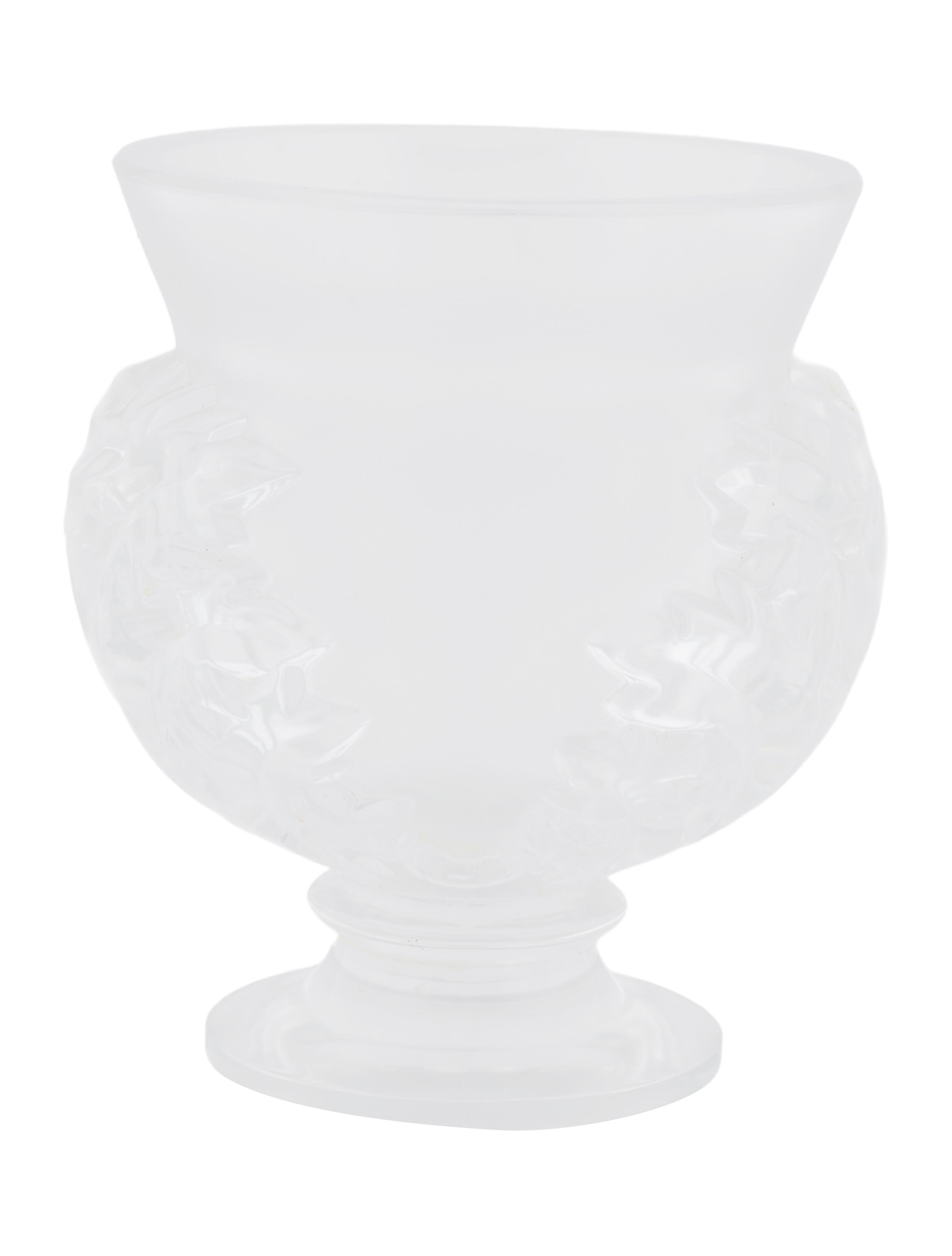 Lalique France Satin Crystal St. Cloud Vase with Acanthus Leaves