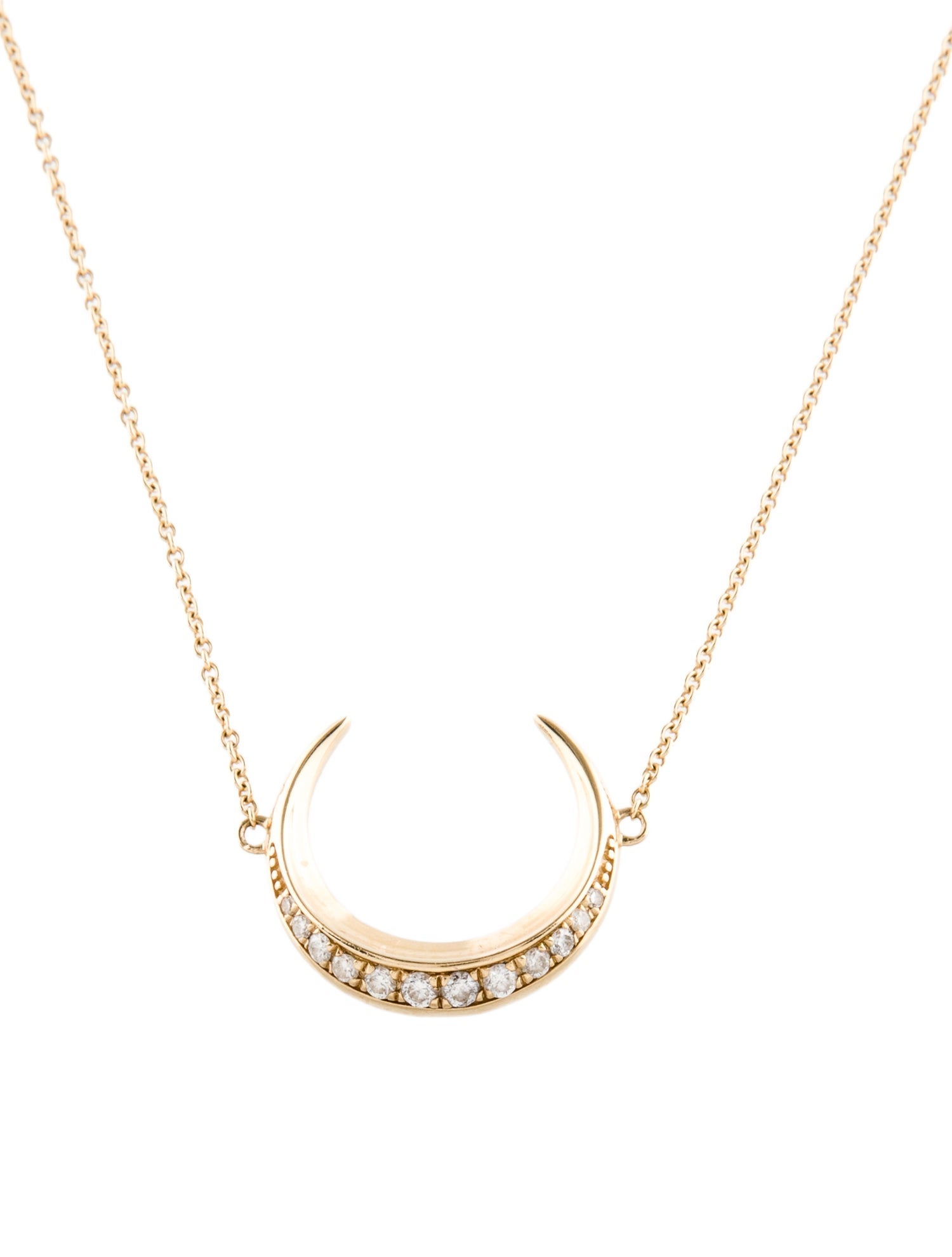 Ron Hami 14K Diamond Crescent Moon Pendant Necklace