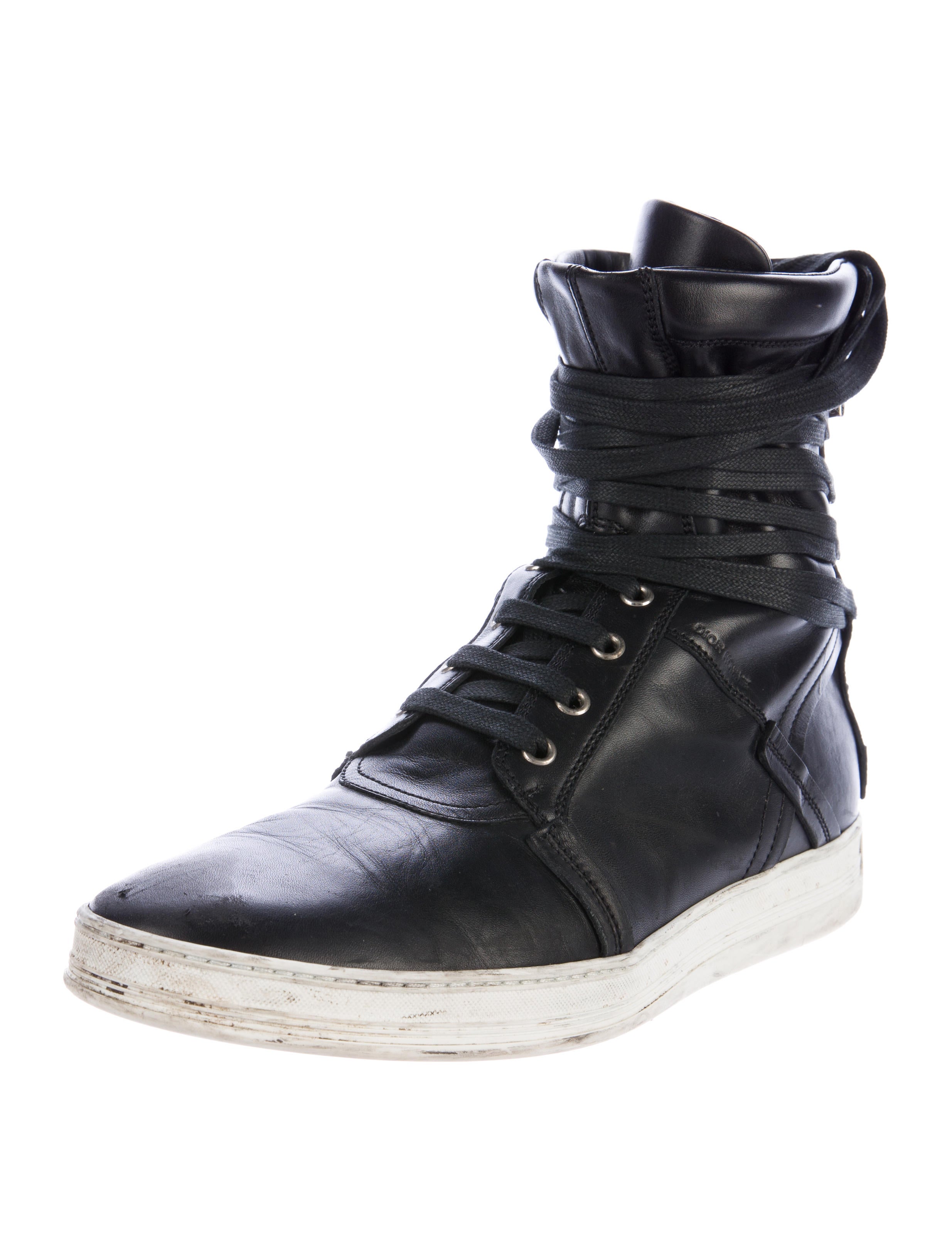 Dior Homme Leather HighTop Sneakers Black Sneakers, Shoes HMM23345