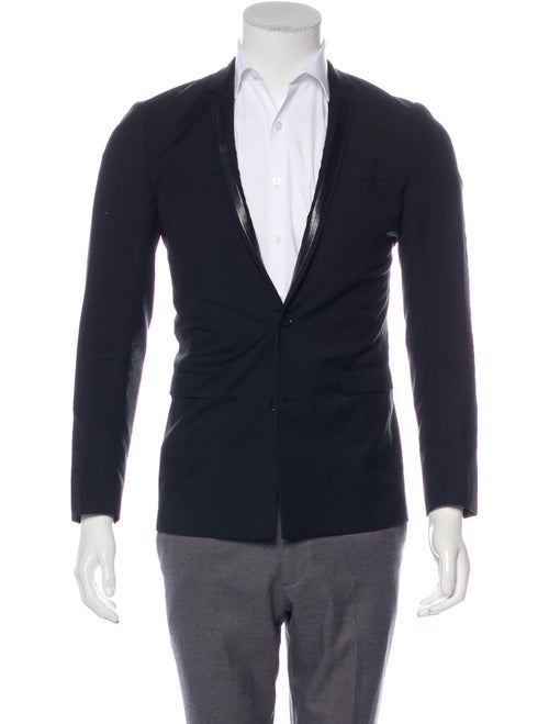 Dior Homme Leather-Trimmed Wool Blazer black