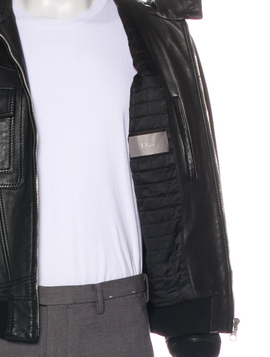 Dior Homme Hooded Leather Jacket - Black Outerwear, Clothing