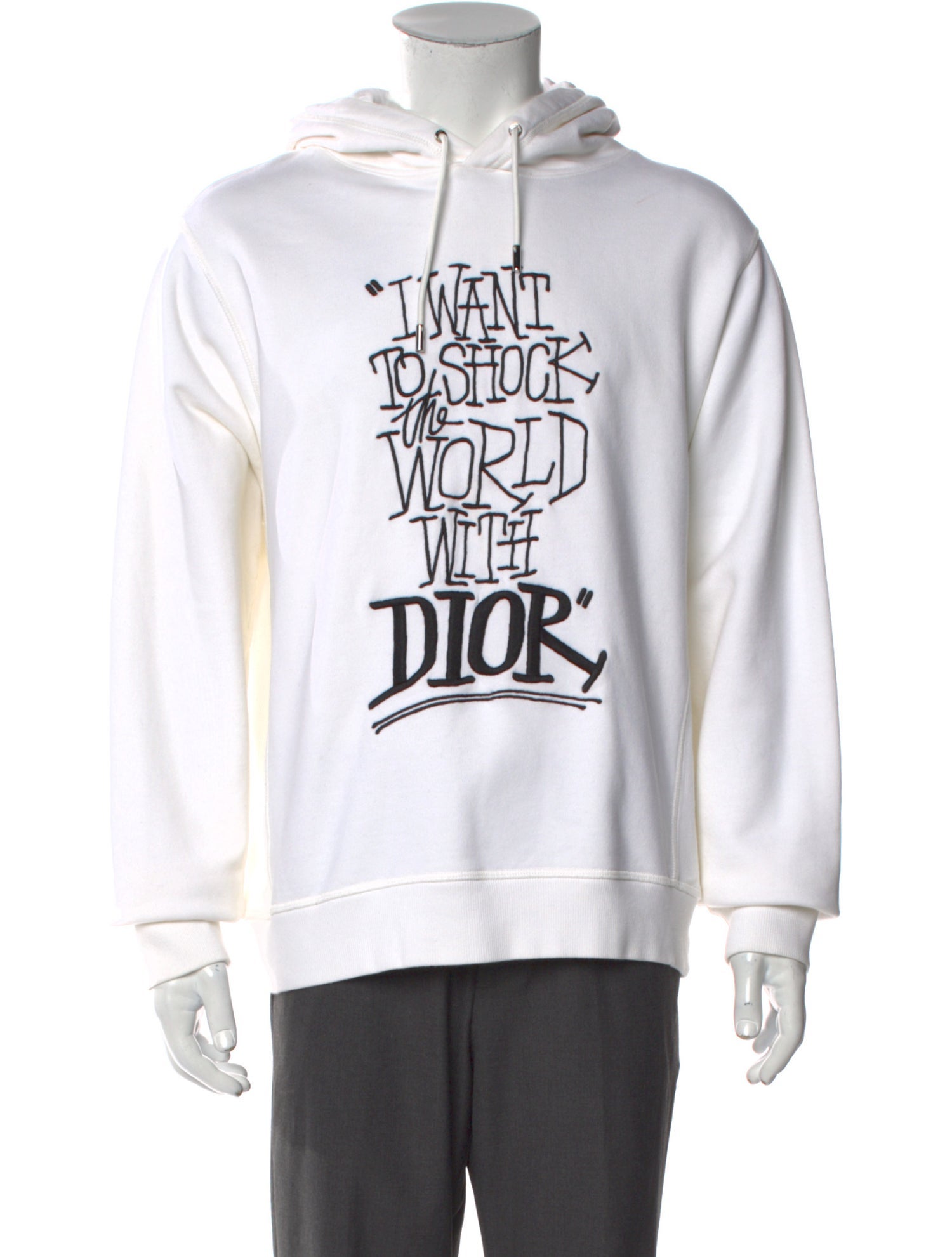 DIOR x Shawn Stussy Graphic Print V-Neck Hoodie