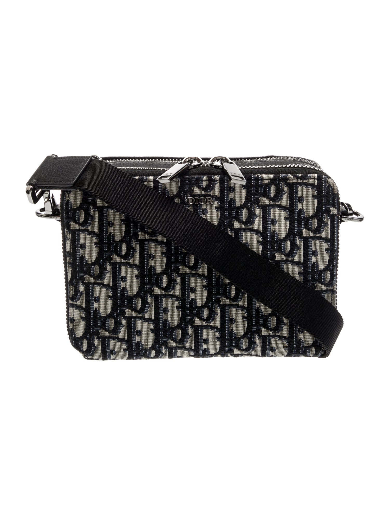 DIOR MEN Oblique Jacquard Double Zip Pouch