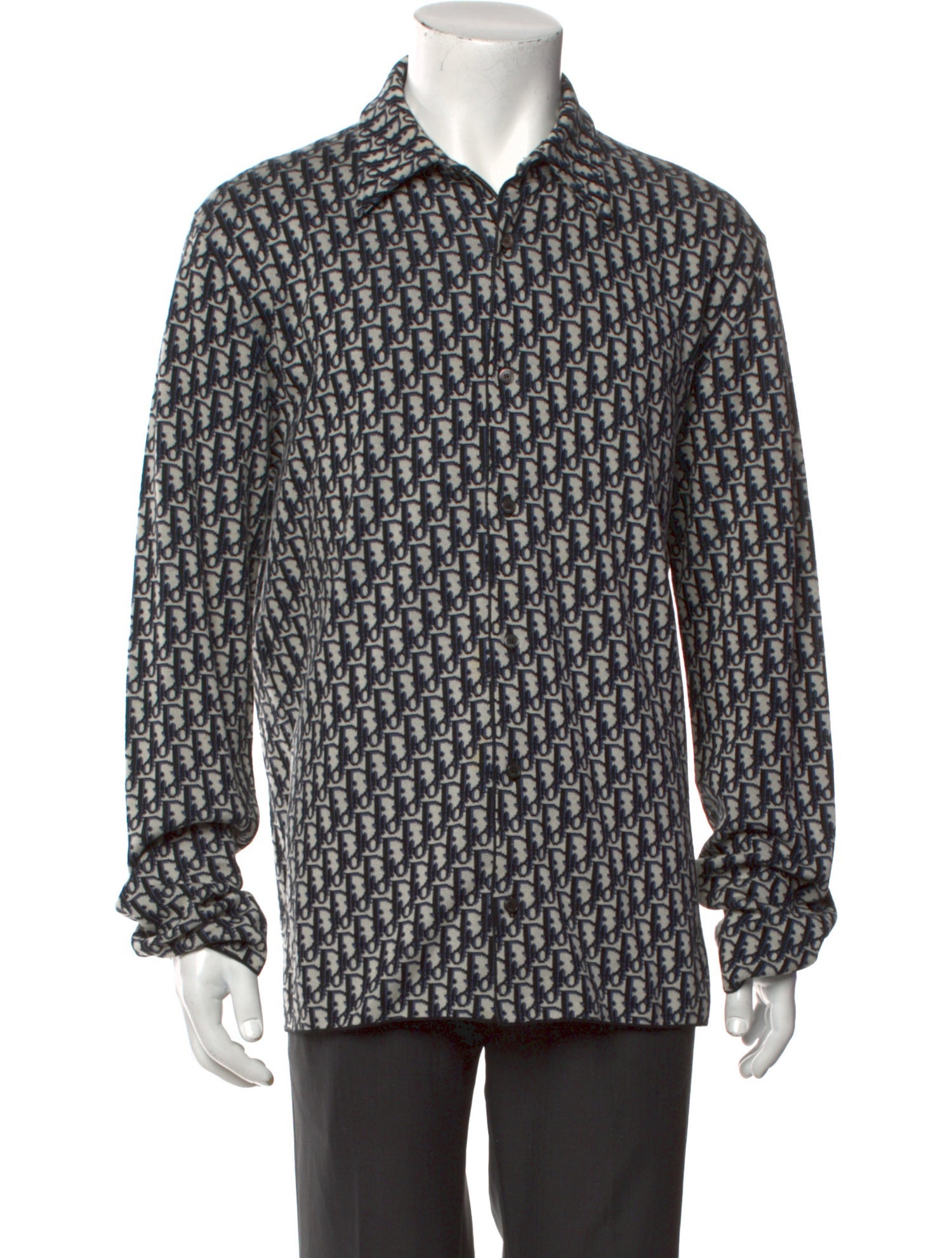 DIOR MEN Oblique Jacquard Long Sleeve Shirt