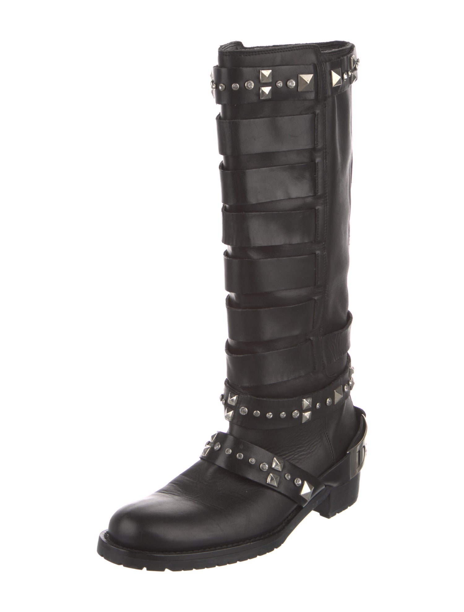 Christian Dior Leather Crystal Embellishments Riding Boots