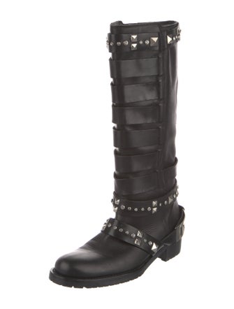Christian Dior Leather Crystal Embellishments Riding Boots