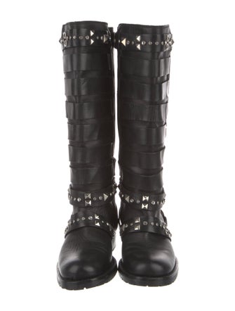 Christian Dior Leather Crystal Embellishments Riding Boots