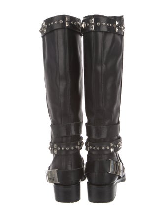 Christian Dior Leather Crystal Embellishments Riding Boots