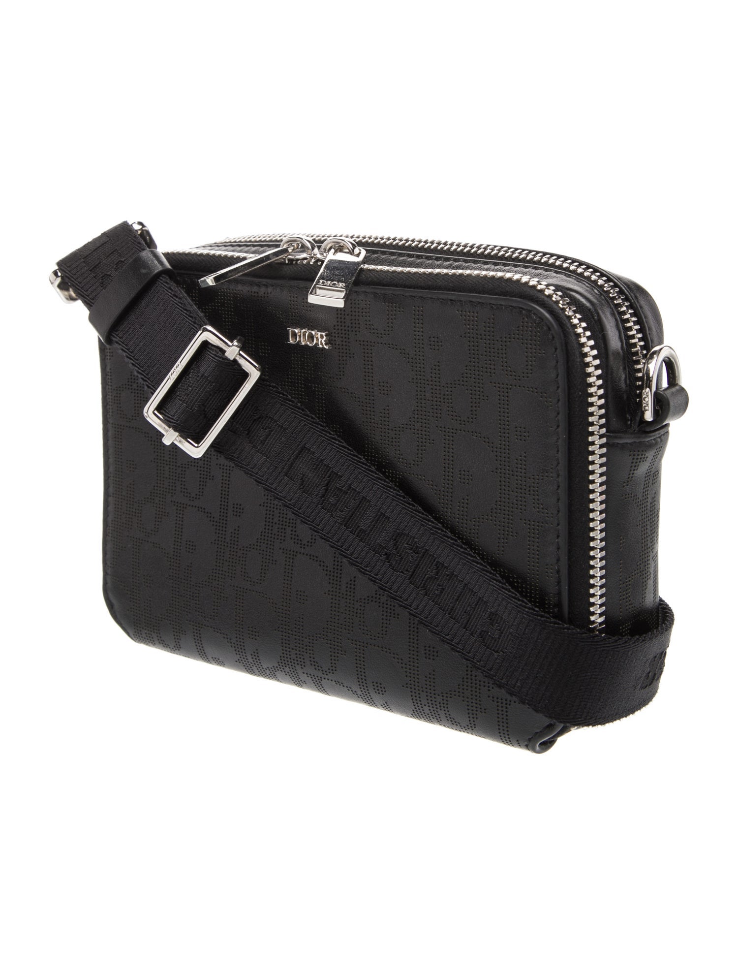DIOR MEN Leather Galaxy Double Zip Pouch
