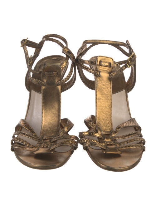 Christian Dior Leather Braided Accents T-Strap Sandals