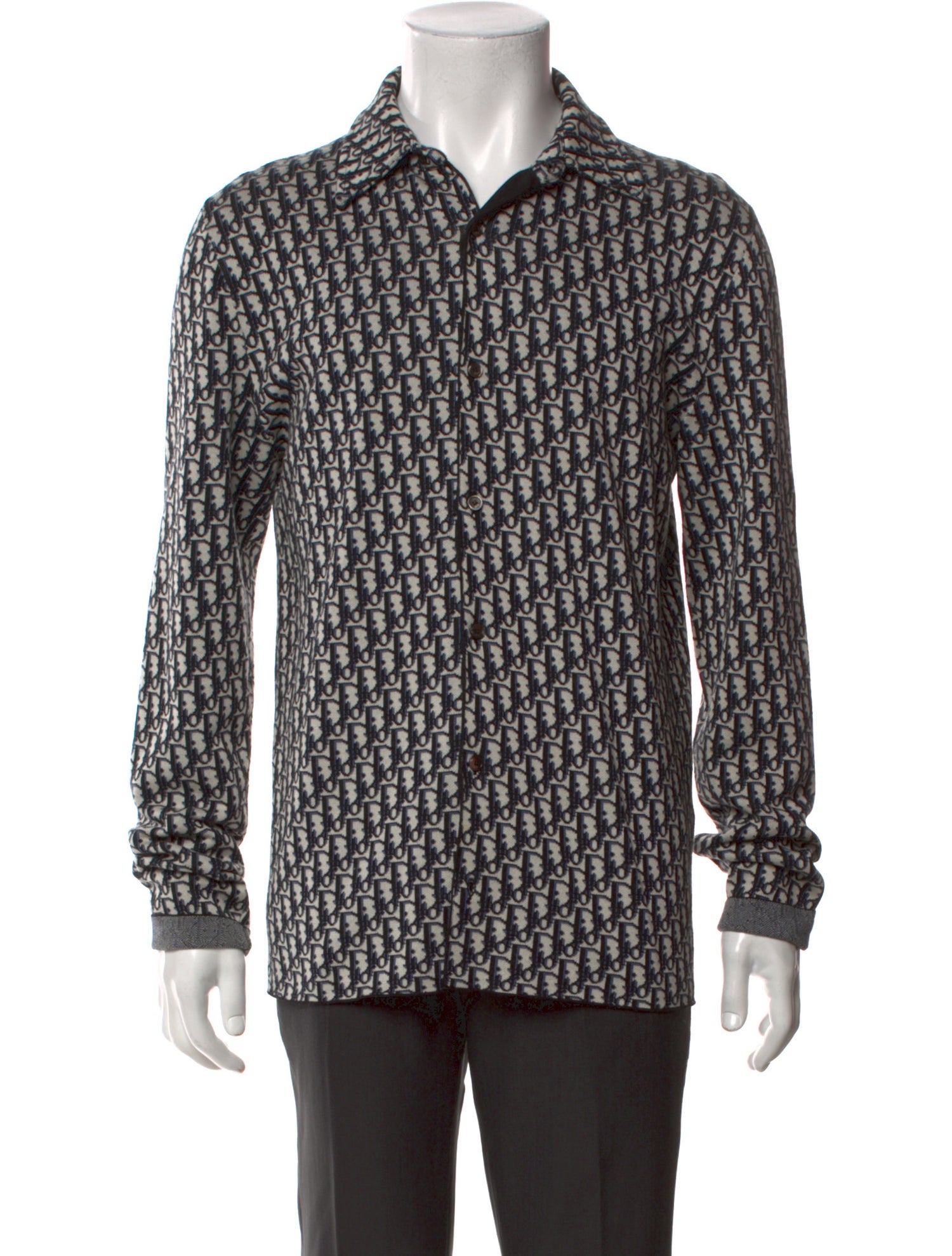 DIOR MEN Oblique Jacquard Long Sleeve Shirt