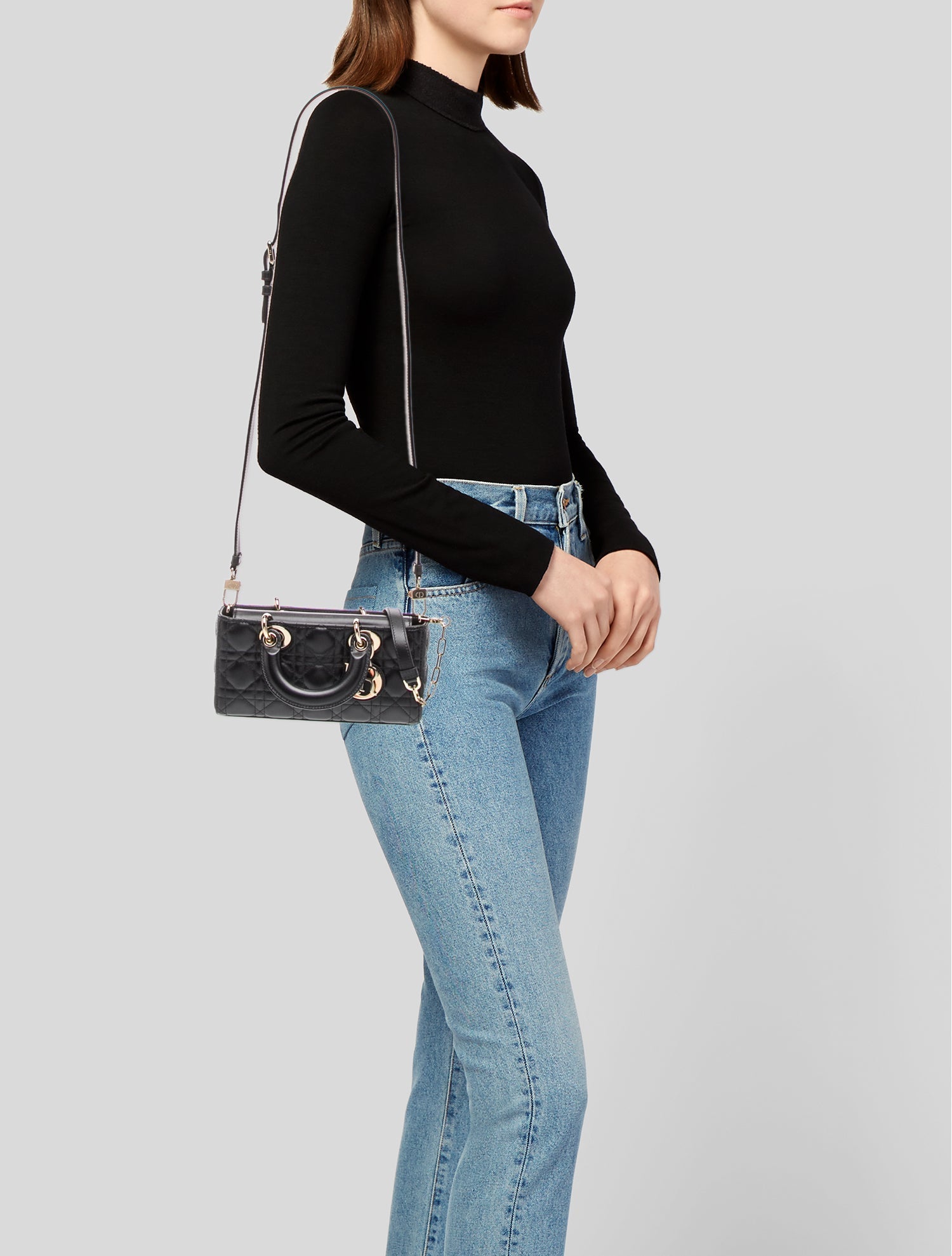 Christian Dior Leather Lady D-Joy Small 2023 - Black Handle Bags