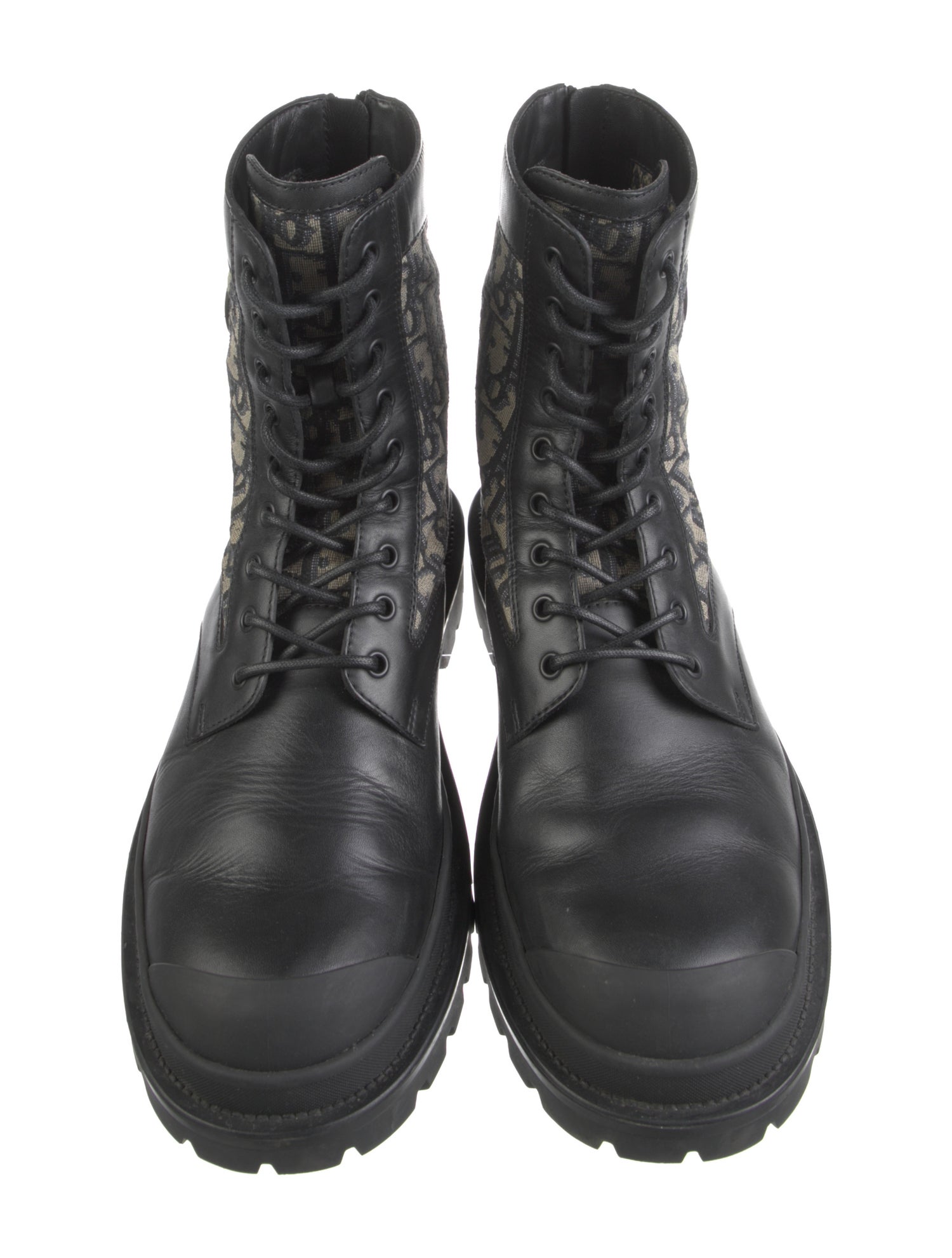DIOR MEN Explorer Oblique Jacquard Combat Boots - Black Boots