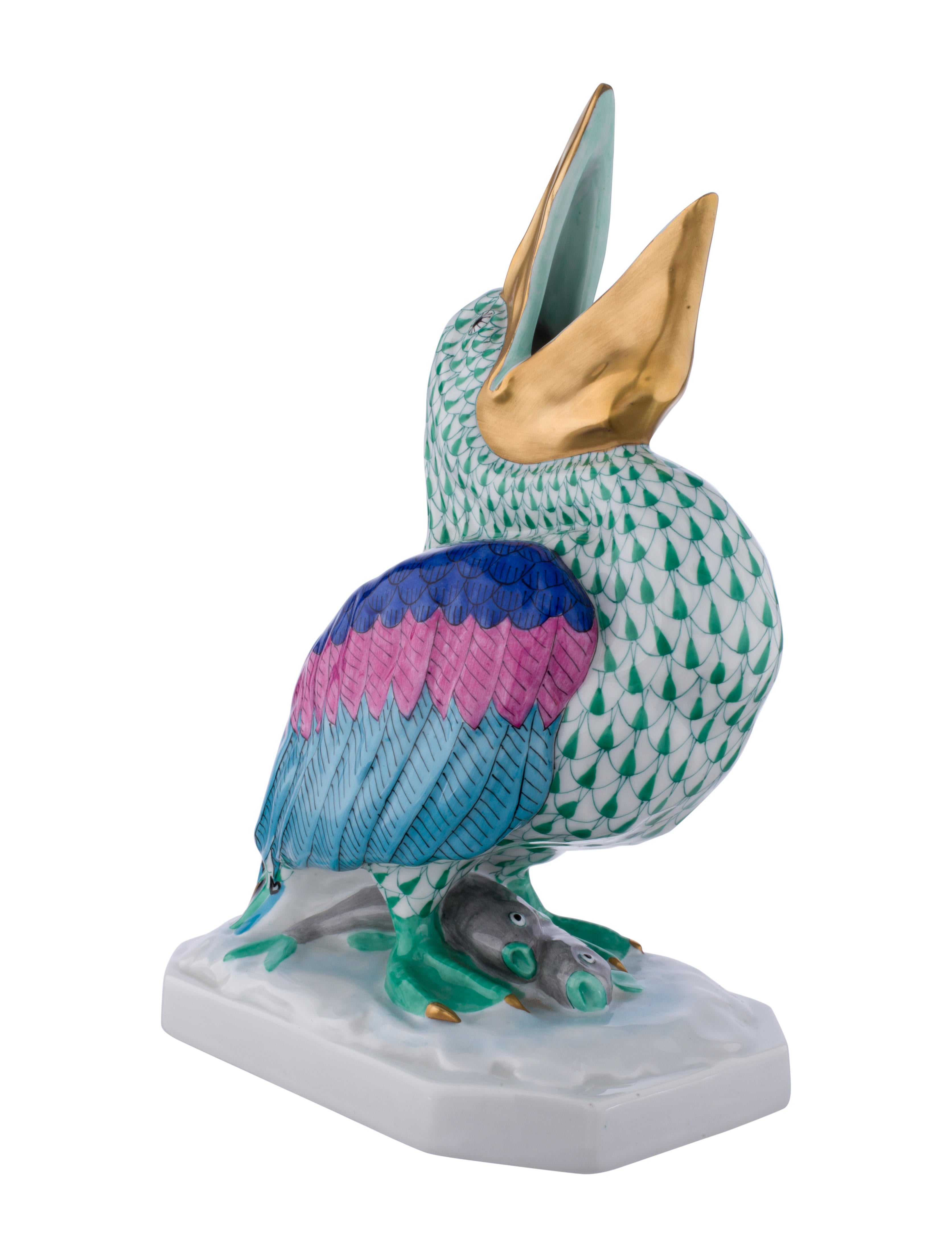 Herend Porcelain Pelican Figurine Blue HND20216 The RealReal