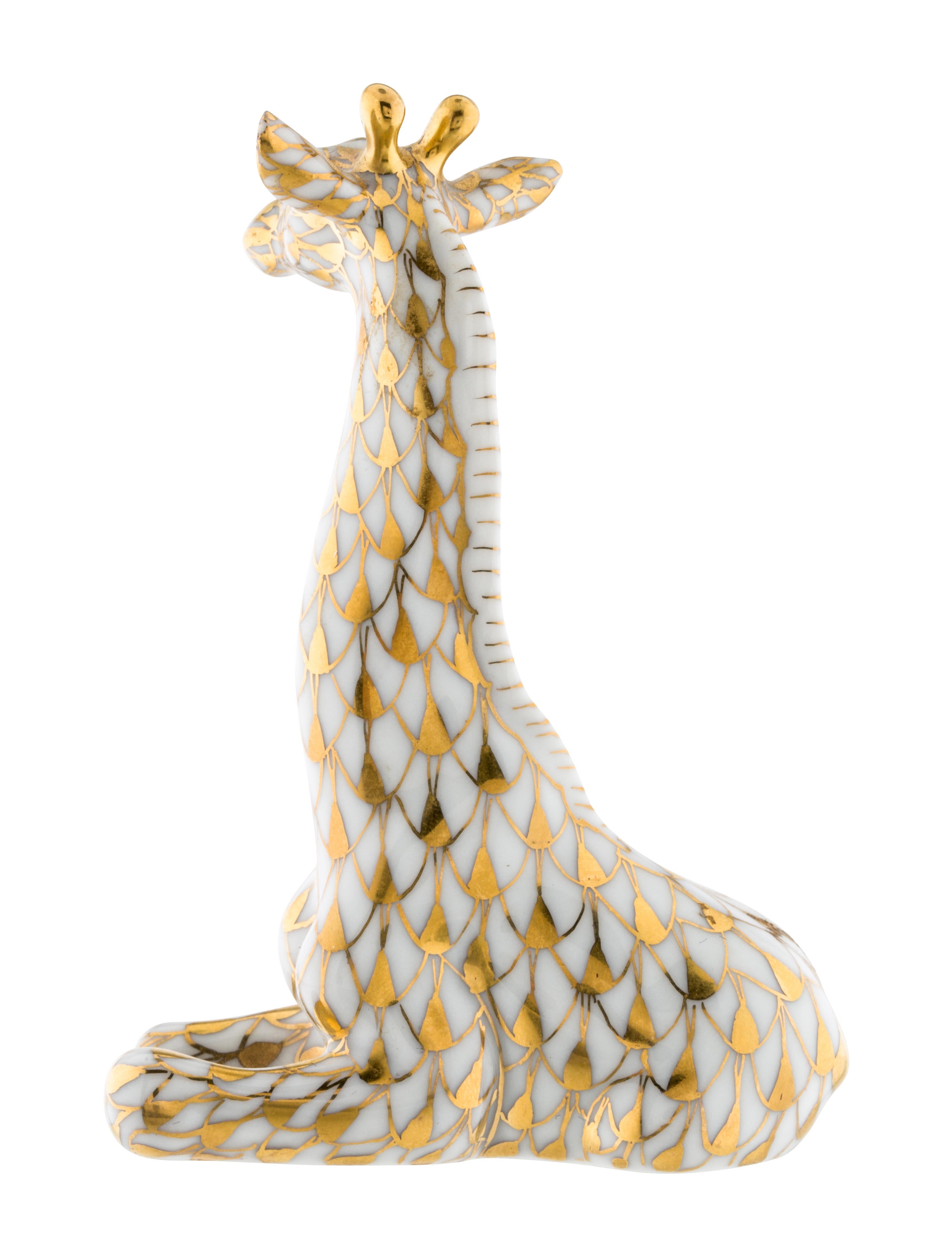 Herend Giraffe Figurine Gold Decorative Accents, Decor & Accessories
