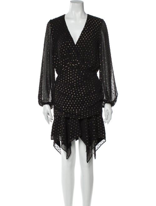 Haney Polka Dot Print Mini Dress Black