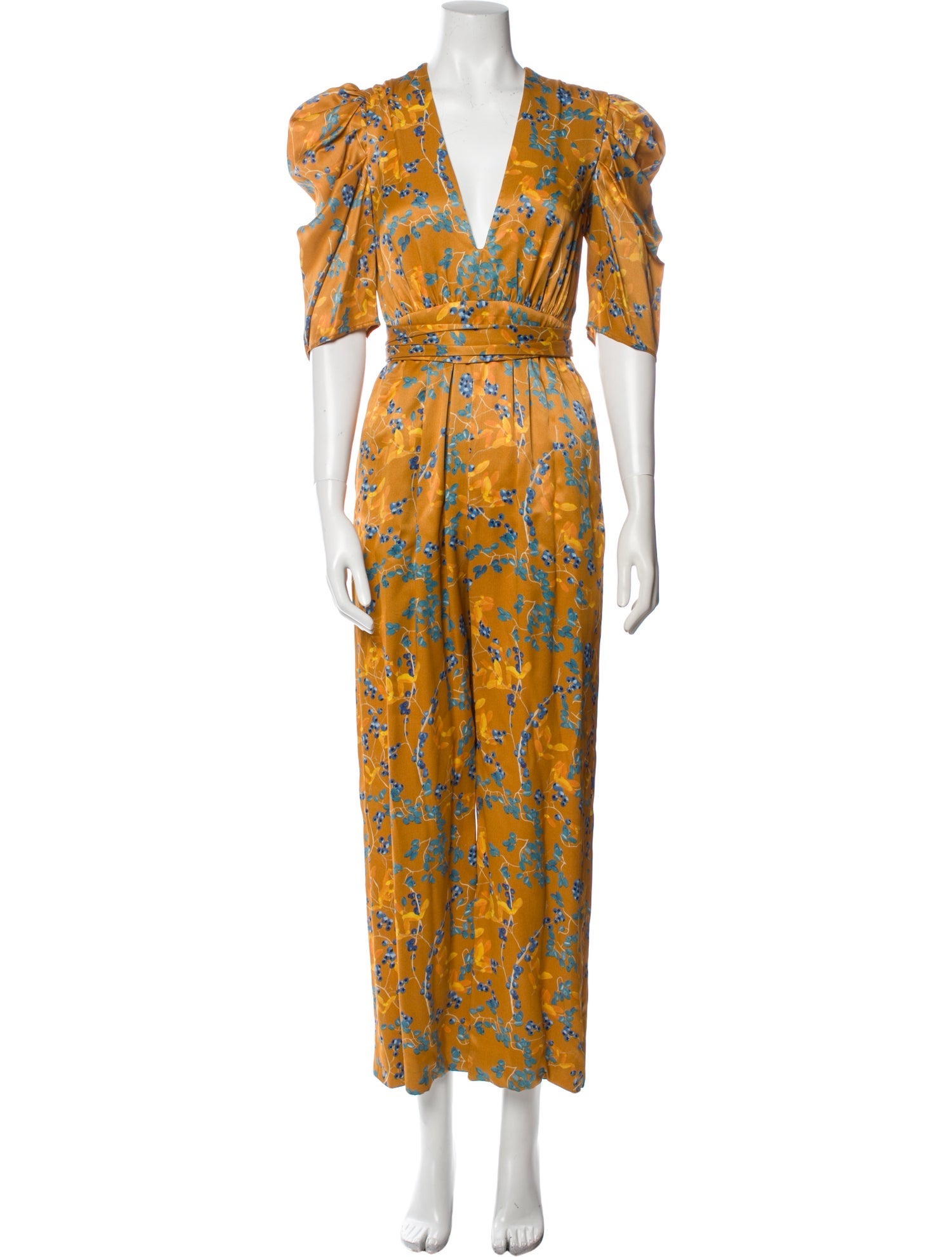 Haney Floral Print Plunge Neckline Jumpsuit