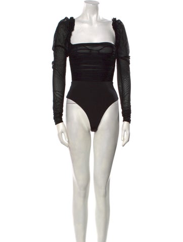 House of CB London Tops Square Neckline Long Sleeve Bodysuit XS