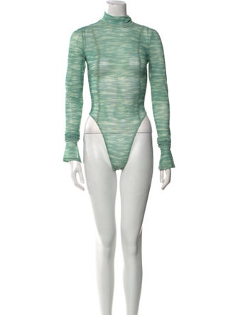 House of CB London Striped Mock Neck Bodysuit