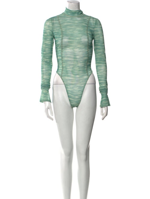 House of CB London Striped Mock Neck Bodysuit