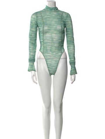 House of CB London Tops Striped Mock Neck Bodysuit XS