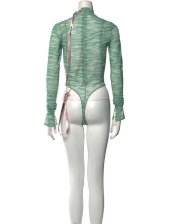 House of CB London Striped Mock Neck Bodysuit