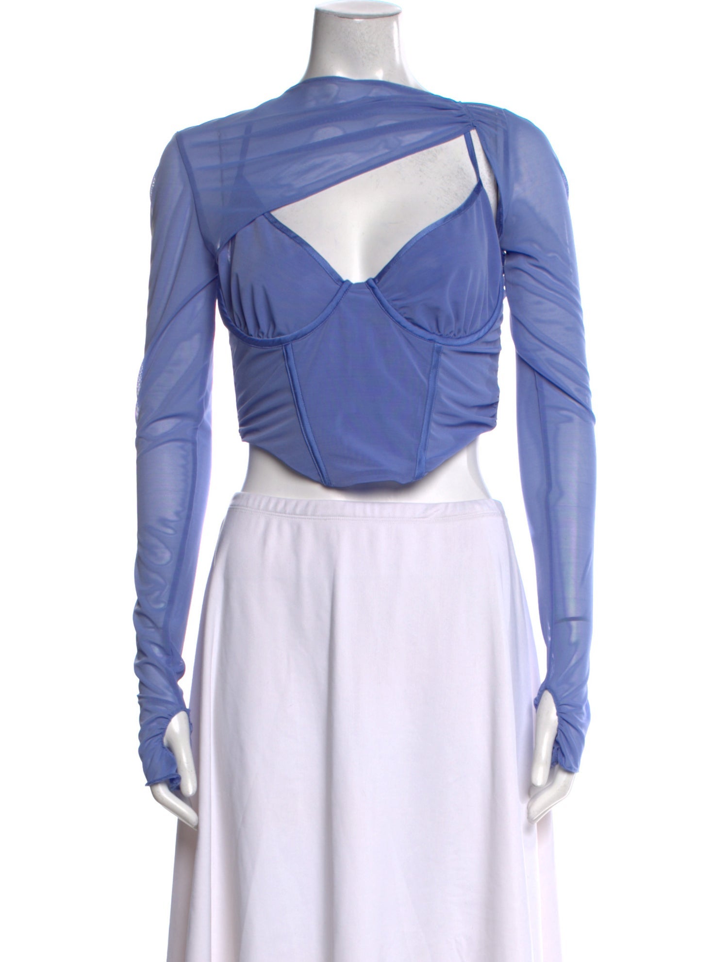 House of CB London Asymmetrical Long Sleeve Crop Top