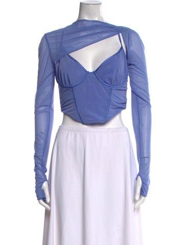 House of CB London Tops Asymmetrical Long Sleeve Crop Top M