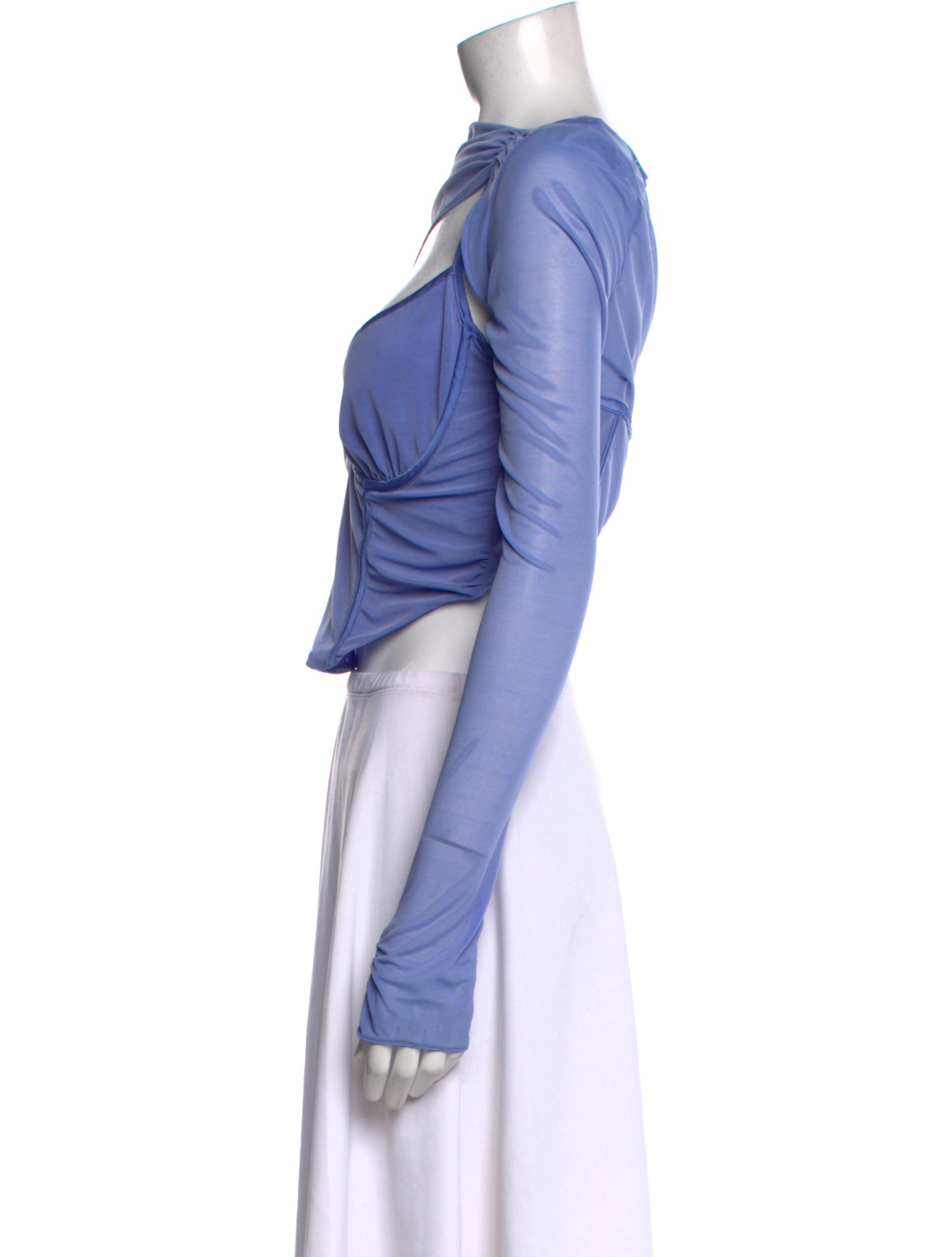 House of CB London Asymmetrical Long Sleeve Crop Top