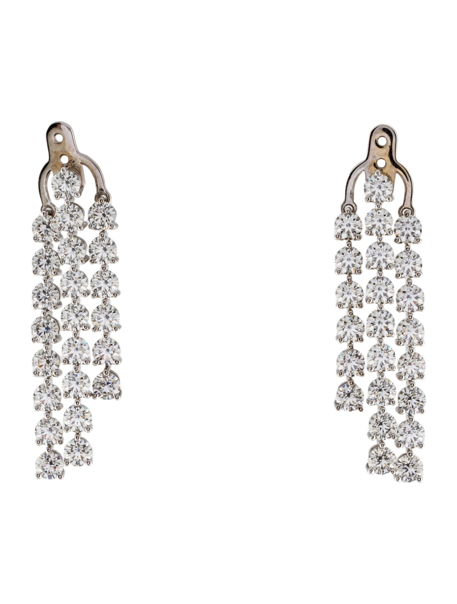 Hearts on Fire 18K 8.28ctw Diamond Cascade 3 Row Stilettos Drop Earrings