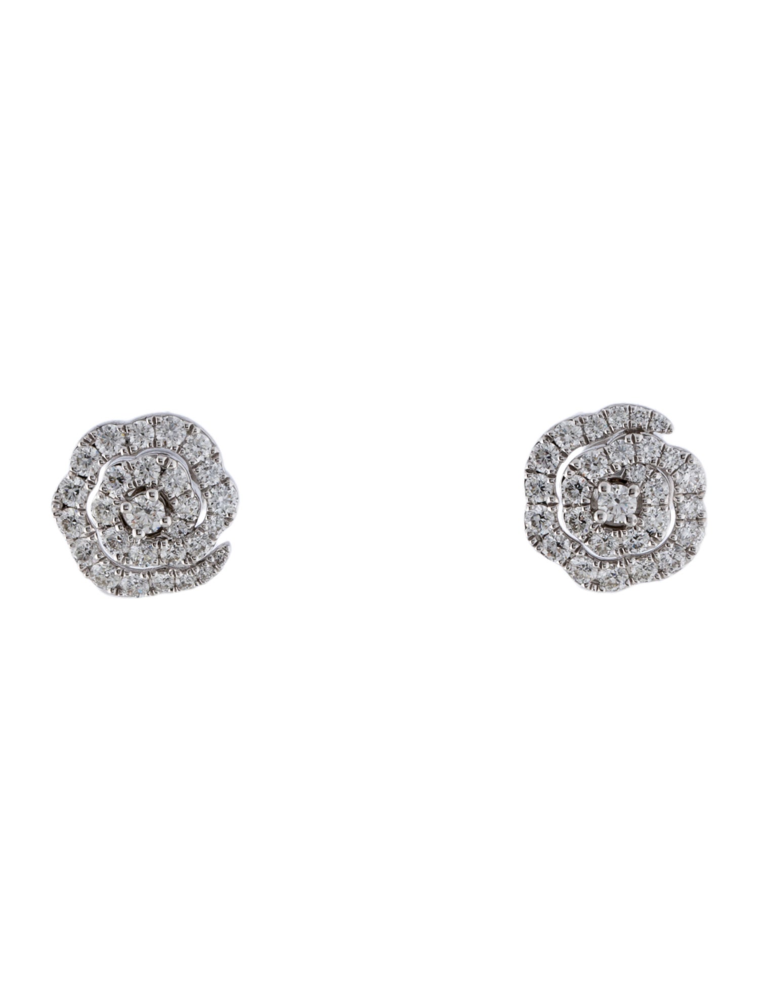 Hearts on Fire 18K Diamond Spiral Flower Stud Earrings