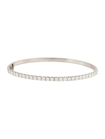 Pre-owned Hearts On Fire 18k 2.08ctw Diamond Hinged Bangle, 7" In Multicolor