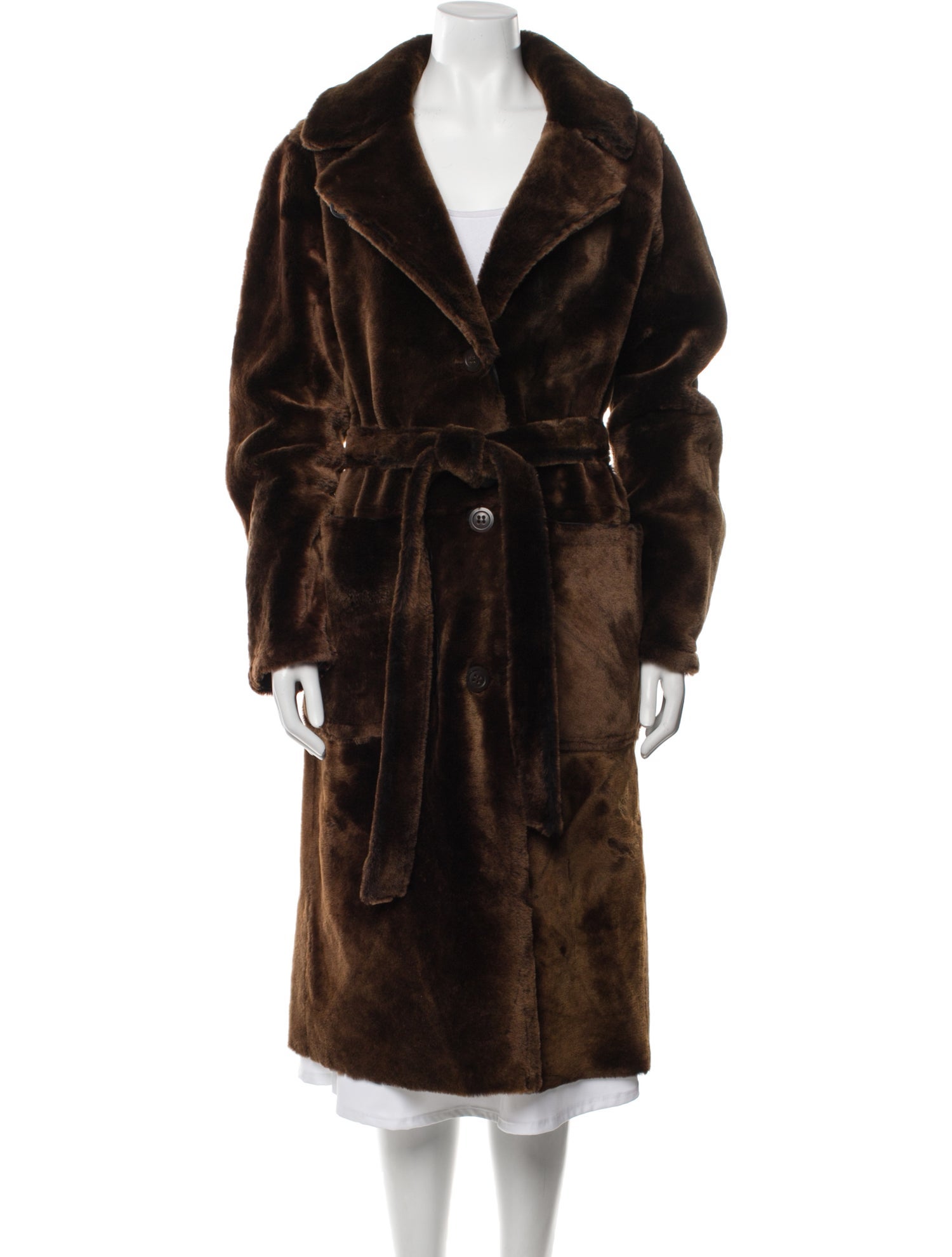 HiSO Shearling Plaid Print Faux Fur Coat