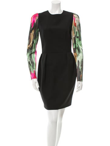 Honor Satin Sleeve Scoop Neck Dress